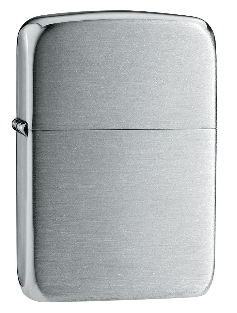 Encendedor Zippo 1941 Replica en plata esterlina vista frontal ¾ de ángulo en plata satinada óptica