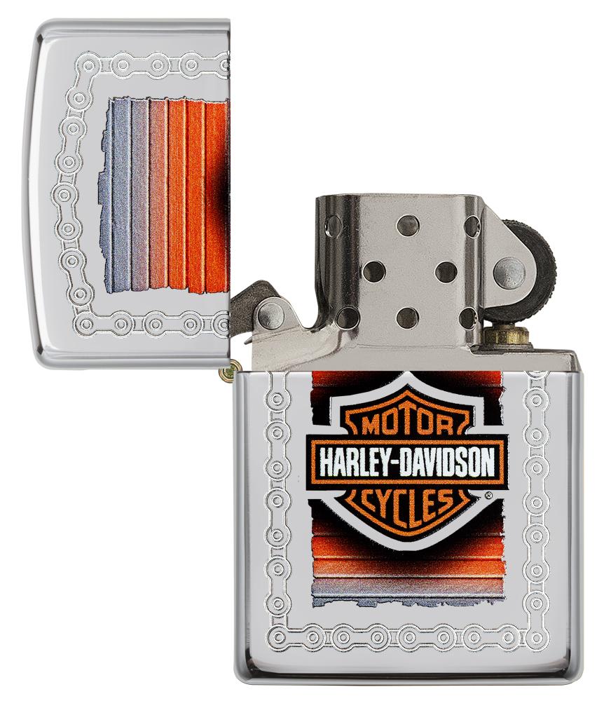 29559, Harley-Davidson Chains, Laser Engrave & Color Image, High Polish Chrome, Classic Case