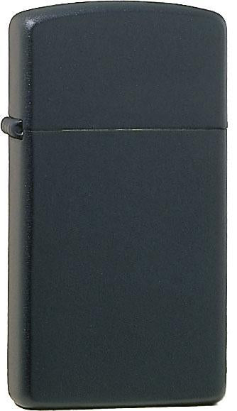 Vue de face briquet Zippo Slim noir mat