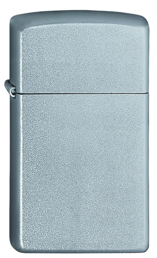 Vue de face briquet Zippo Slim Satin Chrom