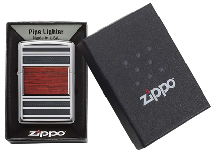 Mechero a prueba de viento Zippo Steel and Wood en su caja de regalo