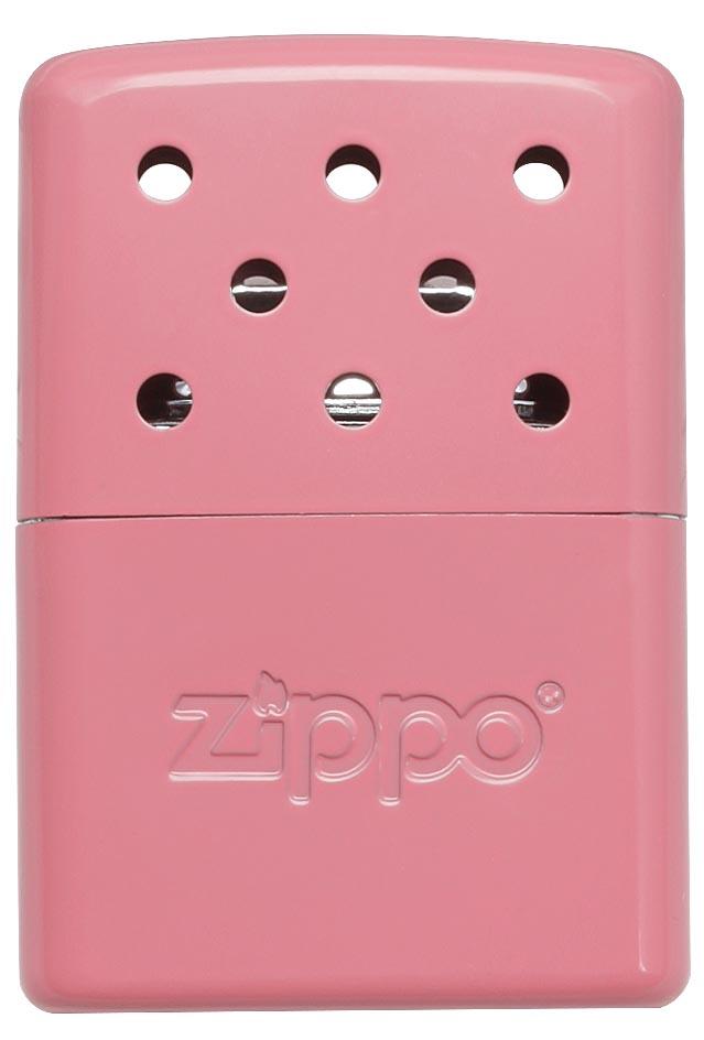 Vue de face chauffe-mains Zippo métal rose petit modèle