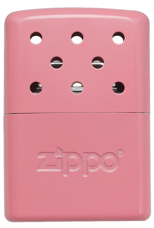 Vue de face chauffe-mains Zippo métal rose petit modèle