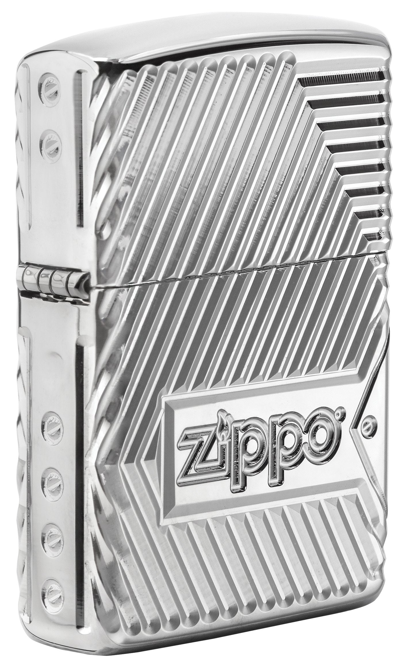 Dos briquet Zippo avec gravures profondes de lignes et logo Zippo