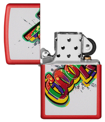 Briquet Zippo avec lettrage multicolore Cool, ouvert