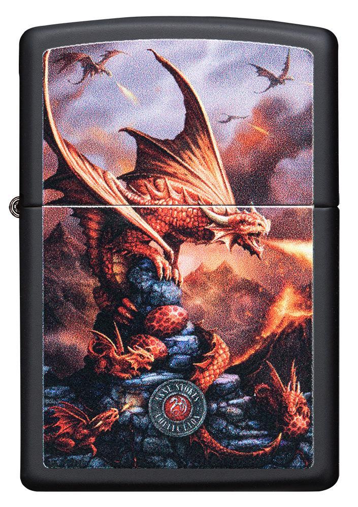 Vue de face briquet Zippo attaque de dragons