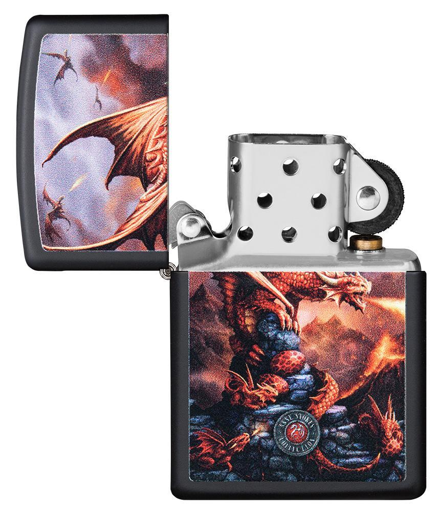 Briquet Zippo attaque de dragons, ouvert